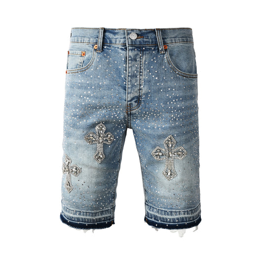 CASADEPT-PURPLE DENIM SHORTS 5098